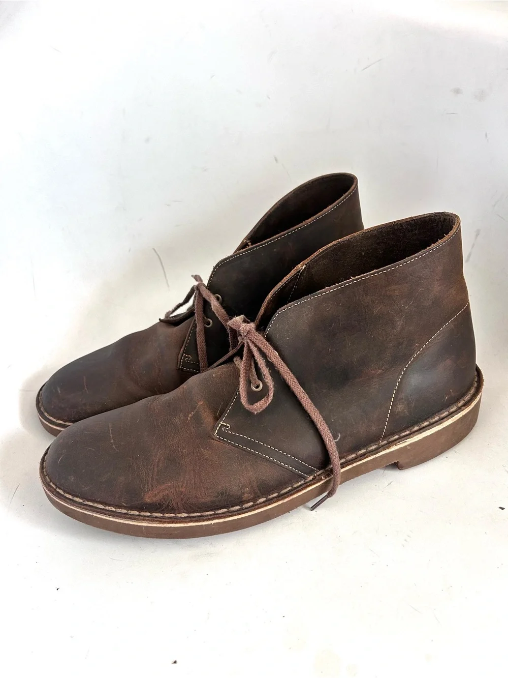 Clarks Men's Bushacre Desert Boot Size 13 Chukka Boots Brown Beeswax Leather